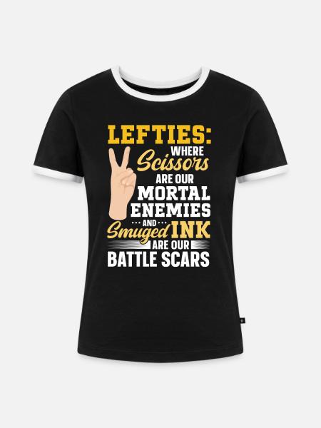 Linkshänder - Frauen Kontrast-T-Shirt - Schwarz/Weiß