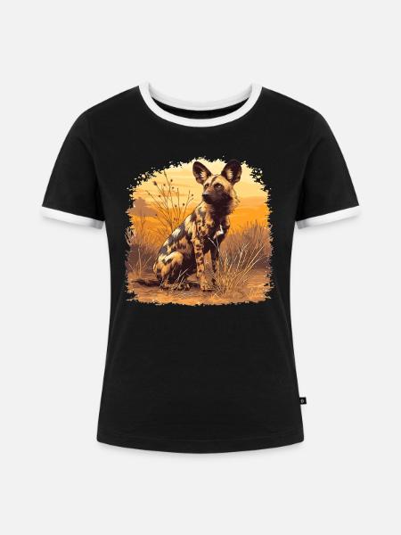 Wildhunde Wildhund - Frauen Kontrast-T-Shirt - Schwarz/Weiß