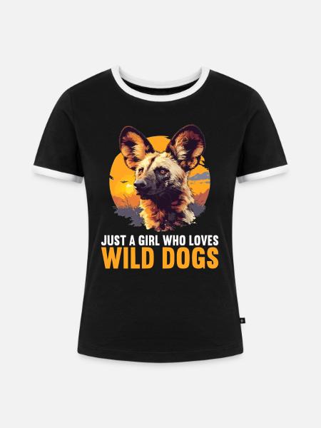 Wildhunde Wildhund - Frauen Kontrast-T-Shirt - Schwarz/Weiß