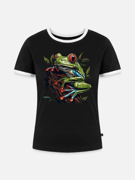 Tree Frog Baumfrösche Baumfrosch - Frauen Kontrast-T-Shirt - Schwarz/Weiß