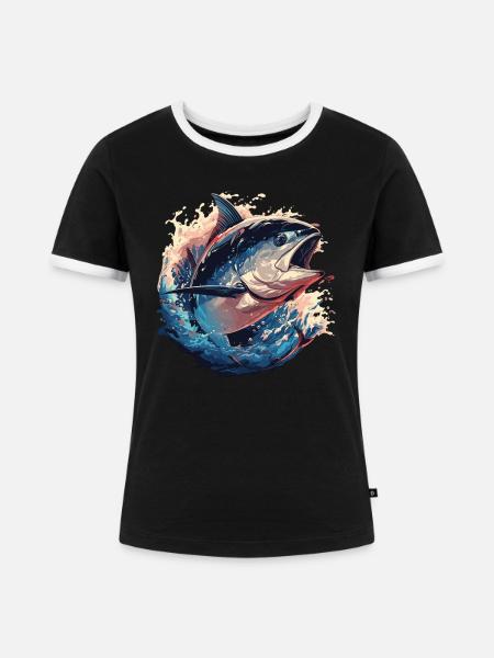 Tuna Thunfische Thunfisch - Frauen Kontrast-T-Shirt - Schwarz/Weiß