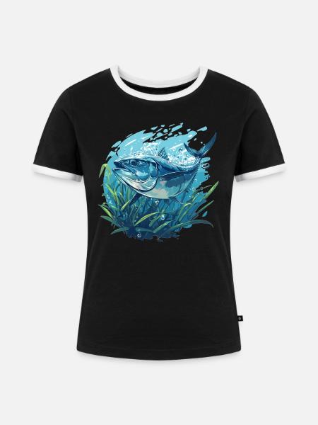 Tuna Thunfische Thunfisch - Frauen Kontrast-T-Shirt - Schwarz/Weiß