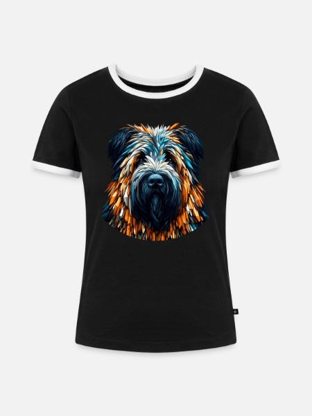 Polygon Art Briard Briards - Frauen Kontrast-T-Shirt - Schwarz/Weiß