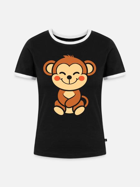 Saimiri - Frauen Kontrast-T-Shirt - Schwarz/Weiß