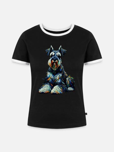 Polygon Art Riesenschnauzer Schnauzer - Frauen Kontrast-T-Shirt - Schwarz/Weiß