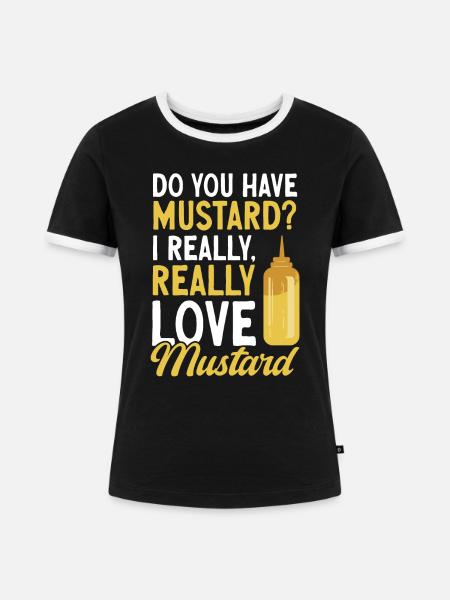 Senf Mustard - Frauen Kontrast-T-Shirt - Schwarz/Weiß