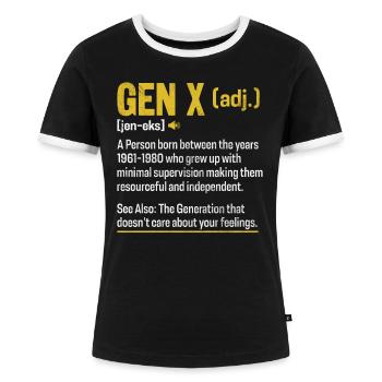 Gen X Lustige Definition Xennials Generation X - Frauen Kontrast-T-Shirt - Schwarz/Weiß - Vorne - Selfina (174cm)
