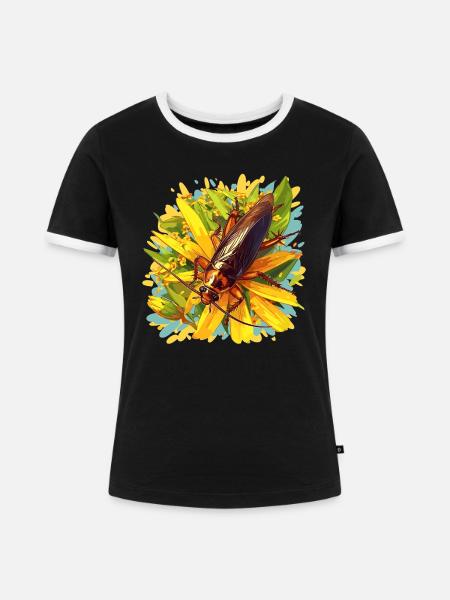 Cockroach Kakerlaken Kakerlake - Frauen Kontrast-T-Shirt - Schwarz/Weiß