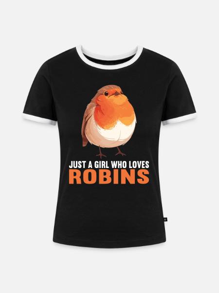 Robin Rotkehlchen - Frauen Kontrast-T-Shirt - Schwarz/Weiß