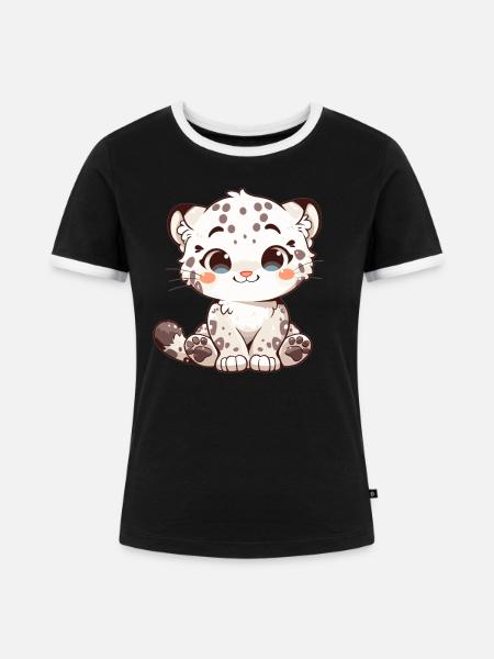 Snow Leopard Schneeleoparden Schneeleopard - Frauen Kontrast-T-Shirt - Schwarz/Weiß