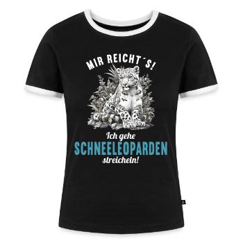 Snow Leopard Schneeleoparden Schneeleopard - Frauen Kontrast-T-Shirt - Schwarz/Weiß - Vorne - Selfina (174cm)