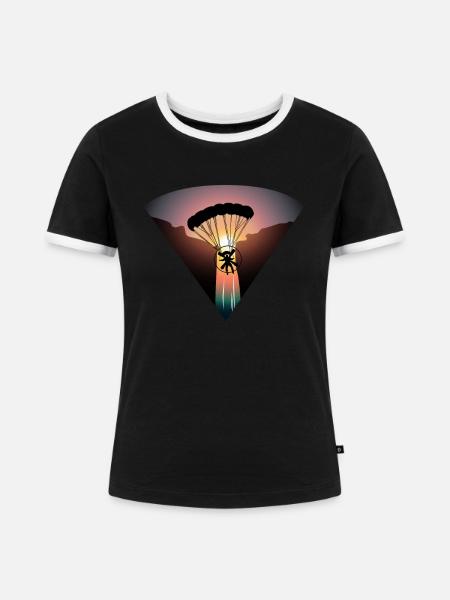 Paramotor Sonne Paragliding - Frauen Kontrast-T-Shirt - Schwarz/Weiß