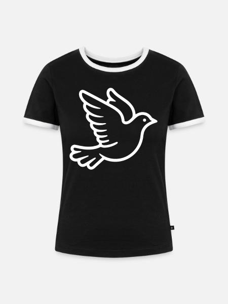 Taube - Frauen Kontrast-T-Shirt - Schwarz/Weiß