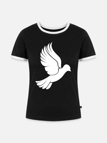 Taube - Frauen Kontrast-T-Shirt - Schwarz/Weiß