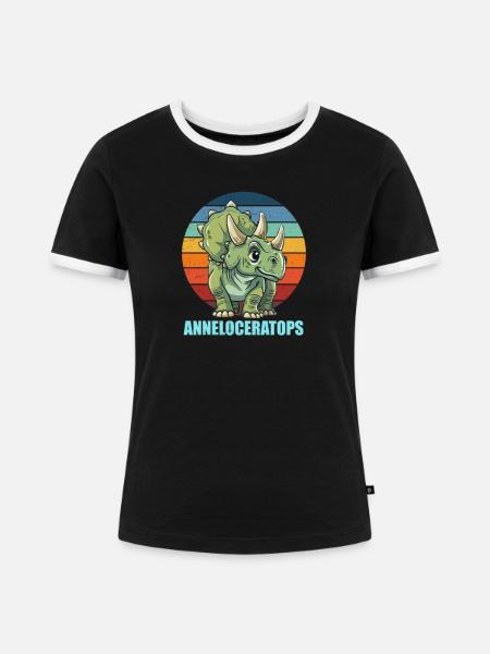 Anneloceratops Geschenkidee für Anne - Frauen Kontrast-T-Shirt - Schwarz/Weiß