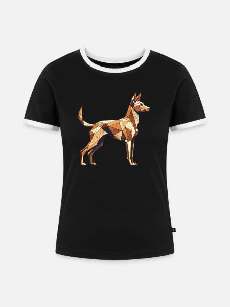 Geometrische Kunst Pharaonenhund - Frauen Kontrast-T-Shirt - Schwarz/Weiß