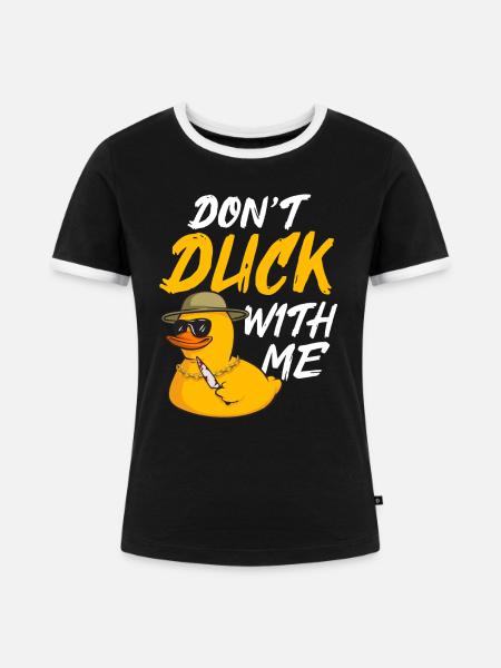 Quietscheentchen Quietscheente Gummiente - Frauen Kontrast-T-Shirt - Schwarz/Weiß