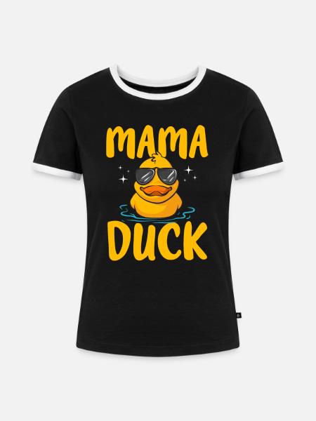 Quietscheentchen Quietscheente Gummiente - Frauen Kontrast-T-Shirt - Schwarz/Weiß