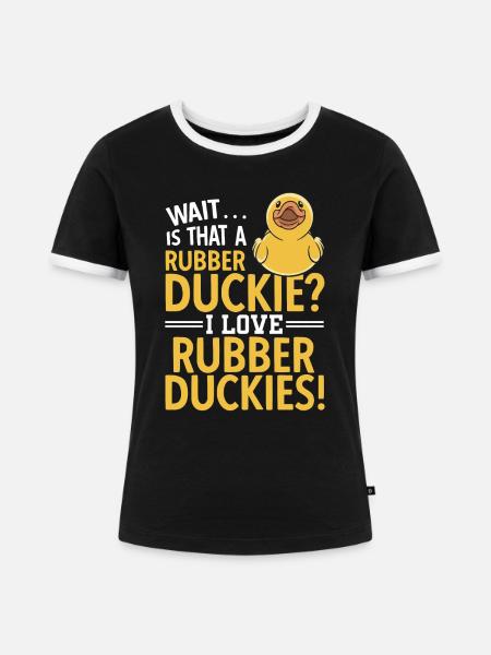 Quietscheentchen Quietscheente Gummiente - Frauen Kontrast-T-Shirt - Schwarz/Weiß