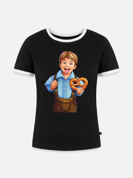 KIND JUNGE BRETZEL - Frauen Kontrast-T-Shirt - Schwarz/Weiß