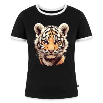Tiger - Frauen Kontrast-T-Shirt - Schwarz/Weiß - Vorne - Selfina (174cm)