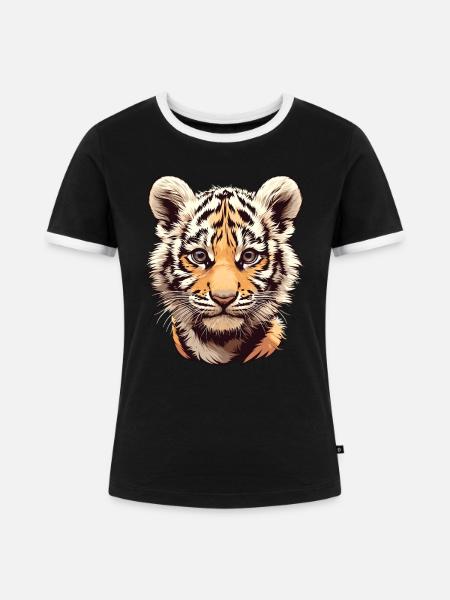 Tiger - Frauen Kontrast-T-Shirt - Schwarz/Weiß