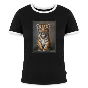 Tiger - Frauen Kontrast-T-Shirt - Schwarz/Weiß - Vorne - Selfina (174cm)