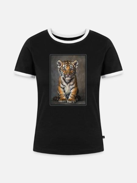 Tiger - Frauen Kontrast-T-Shirt - Schwarz/Weiß