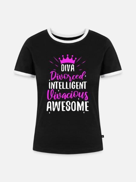 Divorce Diva - Frauen Kontrast-T-Shirt - Schwarz/Weiß