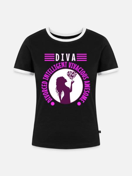 Divorce Diva - Frauen Kontrast-T-Shirt - Schwarz/Weiß
