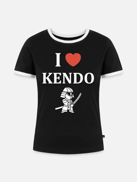 KENDO - Frauen Kontrast-T-Shirt - Schwarz/Weiß