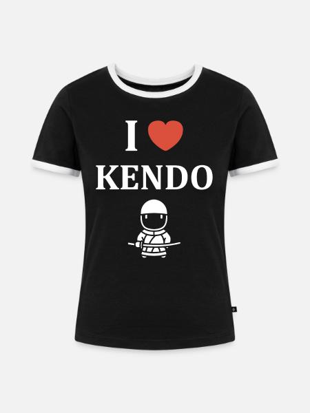 KENDO - Frauen Kontrast-T-Shirt - Schwarz/Weiß