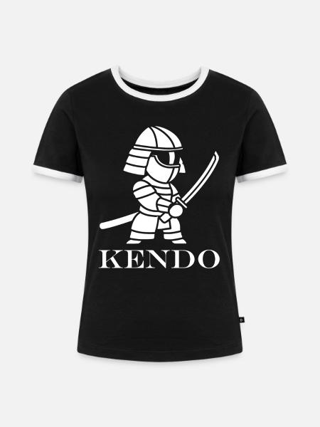 KENDO - Frauen Kontrast-T-Shirt - Schwarz/Weiß