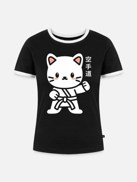 Karate - Frauen Kontrast-T-Shirt - Schwarz/Weiß