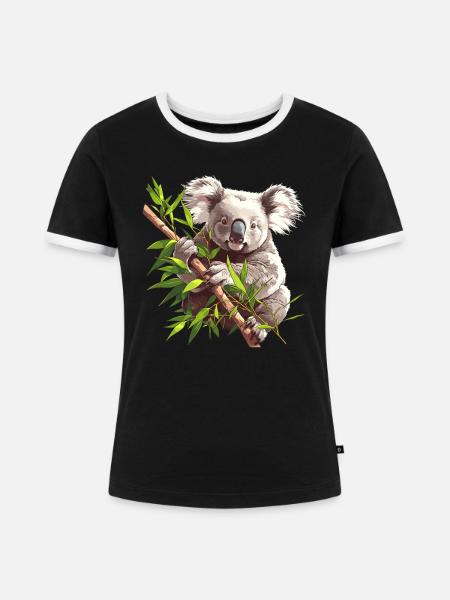 Koalas Koala - Frauen Kontrast-T-Shirt - Schwarz/Weiß