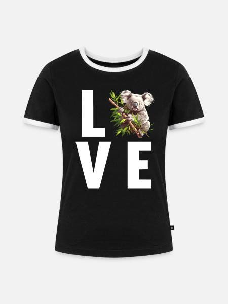 Koalas Koala - Frauen Kontrast-T-Shirt - Schwarz/Weiß