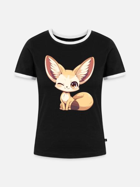 Fennec Fox Fenneks Fennek - Frauen Kontrast-T-Shirt - Schwarz/Weiß
