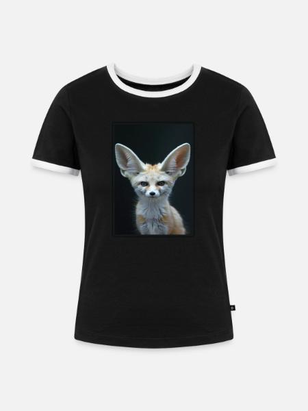 Fennec Fox Fenneks Fennek - Frauen Kontrast-T-Shirt - Schwarz/Weiß