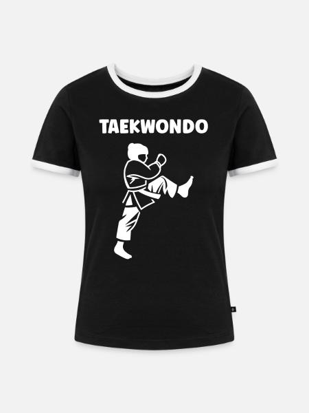 Taekwondo - Frauen Kontrast-T-Shirt - Schwarz/Weiß