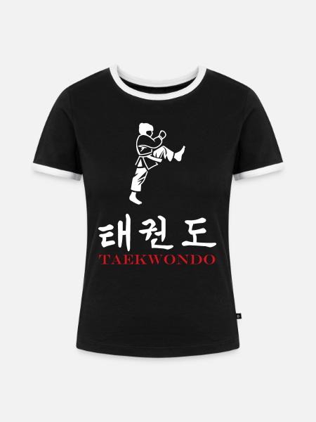 Taekwondo - Frauen Kontrast-T-Shirt - Schwarz/Weiß