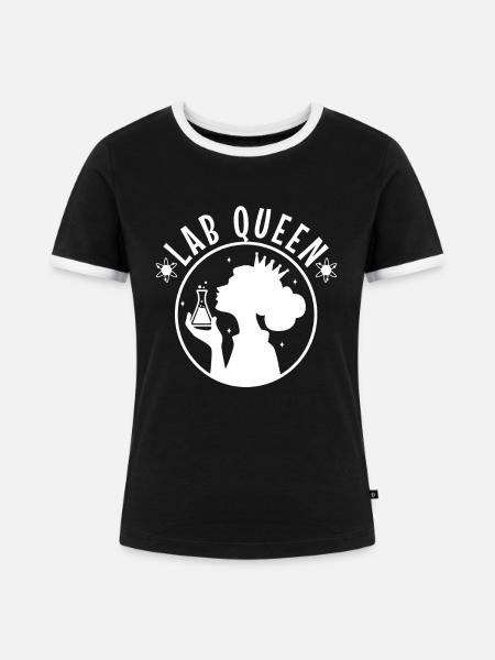 Lab Queen - Frauen Kontrast-T-Shirt - Schwarz/Weiß