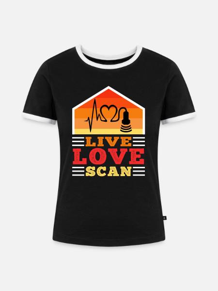 Live Love Scan - Frauen Kontrast-T-Shirt - Schwarz/Weiß