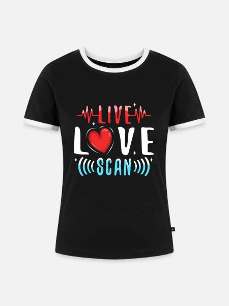 Live Love Scan - Frauen Kontrast-T-Shirt - Schwarz/Weiß