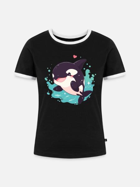 Orcas Orca - Frauen Kontrast-T-Shirt - Schwarz/Weiß