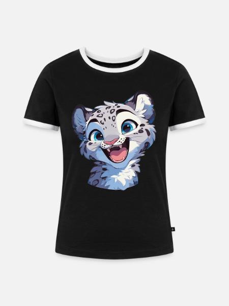 Snow Leopard Schneeleoparde Schneeleopard - Frauen Kontrast-T-Shirt - Schwarz/Weiß