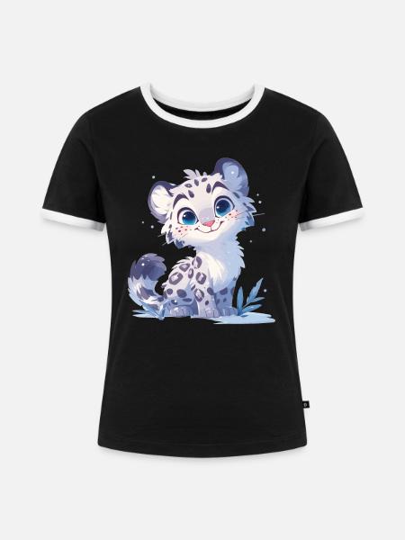 Snow Leopard Schneeleoparden Schneeleopard - Frauen Kontrast-T-Shirt - Schwarz/Weiß