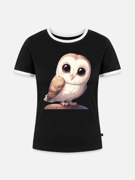Barn Owl Schleiereulen Schleiereule - Frauen Kontrast-T-Shirt - Schwarz/Weiß