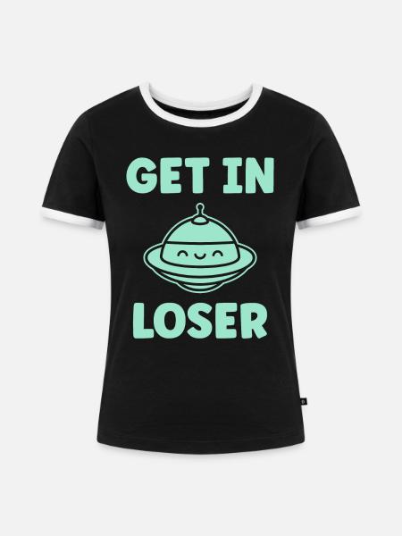 fliegende Untertasse - Frauen Kontrast-T-Shirt - Schwarz/Weiß