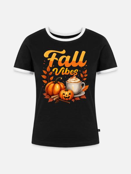 Herbststimmung mit Kürbisgewürzen - Frauen Kontrast-T-Shirt - Schwarz/Weiß