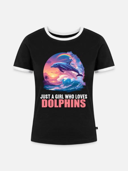 Dolphin Delfine Delfin - Frauen Kontrast-T-Shirt - Schwarz/Weiß